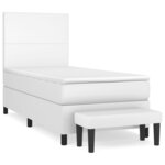vidaXL Sommier à lattes de lit avec matelas Blanc 90x190 cm Similicuir