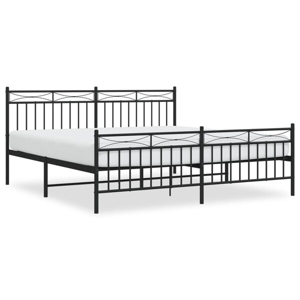 vidaXL Cadre de lit métal sans matelas avec pied de lit noir 180x200cm