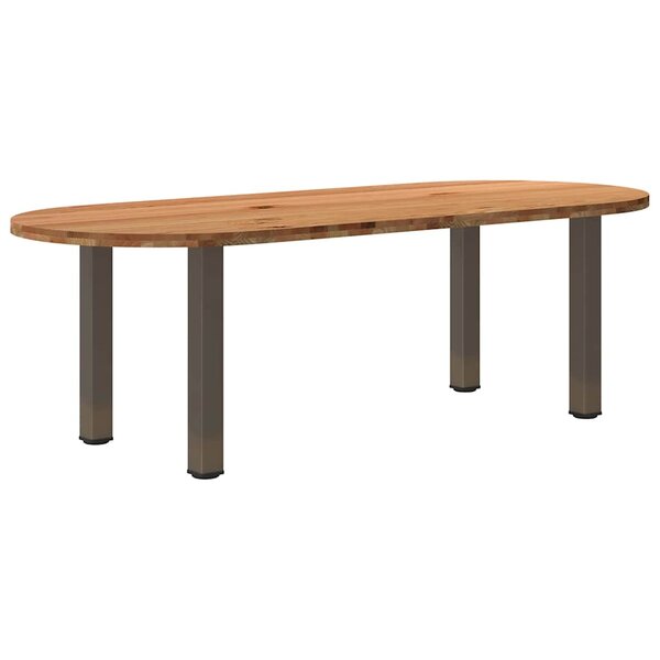 vidaXL Table à manger marron clair bois de chêne massif ovale