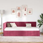 vidaXL Cadre de lit d'angle Rouge bordeaux 90 x 200 cm Velours