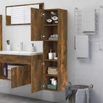 vidaXL Armoire de bain Chêne fumé 30x30x130 cm Bois d'ingénierie
