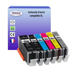 6 Cartouches compatibles avec Canon Pixma IP 8750, IX6850, MG6350, MG7100, MG7150, MG7550 remplace Canon PGI-550, CLI-551 XL  - T3AZUR