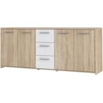 FINLANDEK Buffet bas - Décor chene sonoma et blanc mat - Contemporain - PILVI - L 179 cm