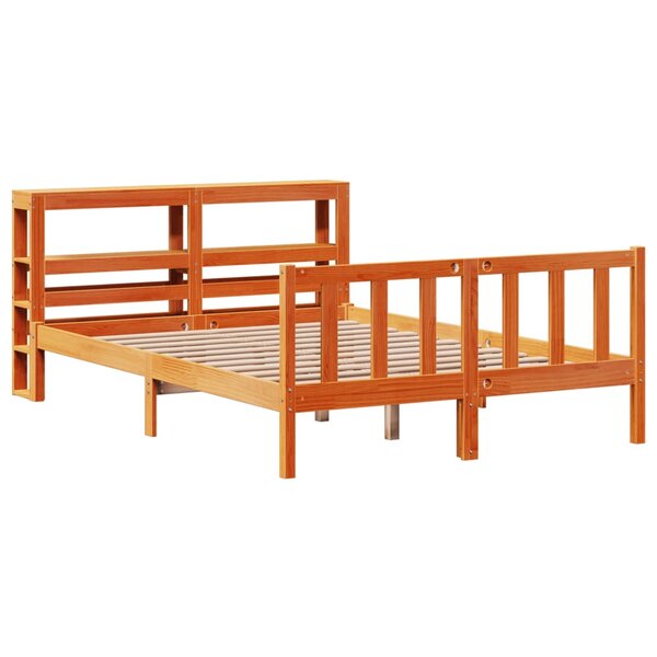 vidaXL Cadre de lit et tête de lit cire marron 140x200 cm bois de pin