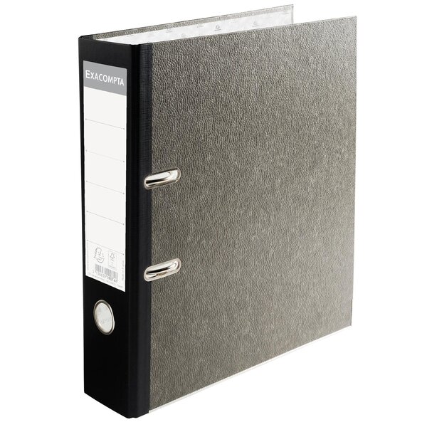 Classeur À Levier Papier Marbre Gris Dos De 80mm Prem'touch - Dos Couleurs - A4. - Gris-dos Noir - X 20 - Exacompta
