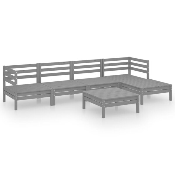 vidaXL Salon de jardin 6 Pièces Bois de pin massif Gris