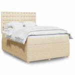 vidaXL Sommier à lattes de lit avec matelas Crème 140x200 cm Tissu
