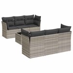 vidaXL Salon de jardin avec coussins 7 Pièces gris clair résine tressée