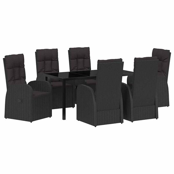 vidaXL Ensemble de salle à manger pour jardin 7 Pièces Noir polyrotin
