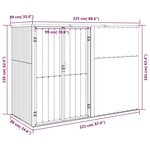 Vidaxl abri à outils de jardin gris 225x89x161 cm acier galvanisé