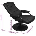vidaXL Fauteuil TV avec repose-pied Noir Similicuir