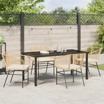 vidaXL Set de salle à manger de jardin 5 pièces avec coussins marron poly rotin