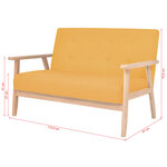 vidaXL Canapé à 2 places Tissu Jaune