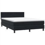 vidaXL Sommier à lattes de lit avec matelas et LED noir 160x220 cm velours