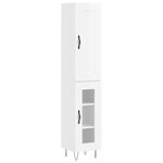 vidaXL Buffet haut Blanc brillant 34 5x34x180 cm Bois d'ingénierie