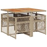 vidaXL Ensemble à manger de jardin avec coussins 5Pièces Beige poly rotin