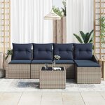 vidaXL Ensemble de Canapés avec coussin 6 Pièces Gris et marine polyrotin