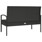 vidaXL Banc de jardin avec coussin noir 105 cm résine tressée