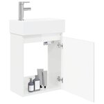 vidaXL Meuble de salle de bain avec robinet Blanc brillant
