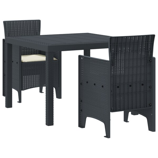 vidaXL Ensemble de salle à manger de jardin 3 Pièces Anthracite