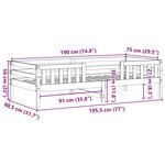 vidaXL Cadre de lit sans matelas cire marron 75x190 cm bois pin massif