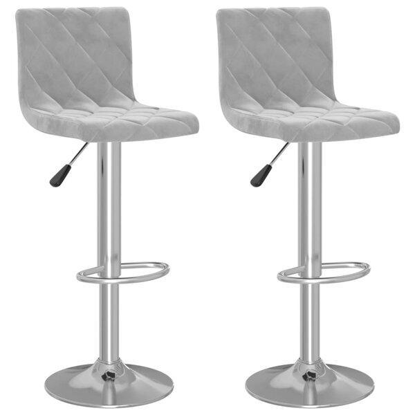 vidaXL Tabourets de bar lot de 2 Gris clair Velours
