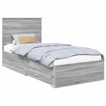 vidaXL Cadre de lit Gris Sonoma 90 x 190 cm Bois d'ingénierie