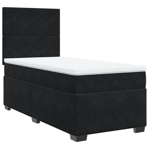 vidaXL Sommier à lattes de lit et matelas Noir 80x200 cm Velours