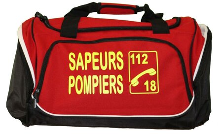 Sac de sport 55 L - marquage SAPEURS POMPIERS 112-18 - rouge