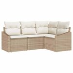 vidaXL Ensemble de canapé de jardin 4 Pièces Beige Poly rotin