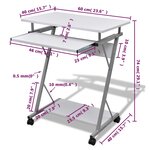 vidaXL Bureau d'ordinateur compact avec plateau à clavier Blanc