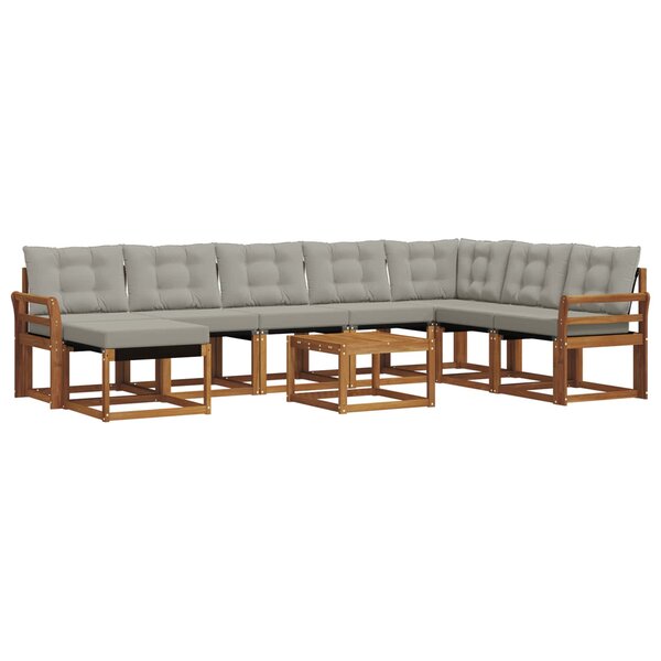 vidaXL Ensemble de canapés d'extérieur 9 Pièces Gris Naturel et Clair