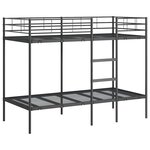 VidaXL Lit superposé sans matelas noir 90x190 cm acier