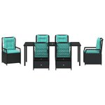 vidaXL Ensemble de salle à manger pour jardin 7 Pièces Noir polyrotin