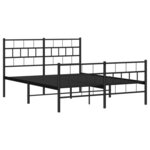 vidaXL Cadre de lit métal sans matelas avec pied de lit noir 160x200cm