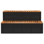VidaXL Marche bain à remous noir 100x50x50 5cm polyrotin acacia massif