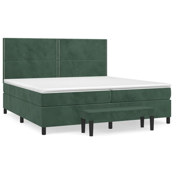 vidaXL Sommier à lattes de lit et matelas Vert foncé 200x200cm Velours