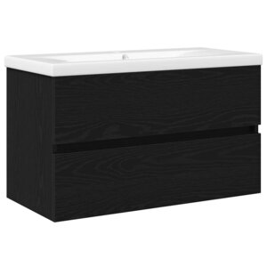 vidaXL Cabinet de lavabo Chêne noir 80 x 39 x 62 cm Bois d'ingénierie
