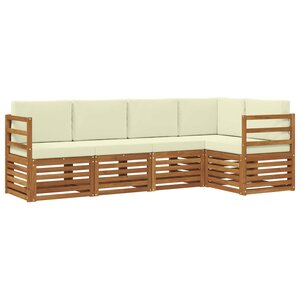 vidaXL Ensemble de canapé d'angle avec coussin 5 Pièces Naturel et Crème