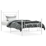 vidaXL Cadre de lit métal sans matelas et pied de lit blanc 100x200 cm