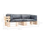 vidaXL Canapés de jardin palette 2 Pièces avec coussins gris Pinède