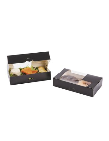 (1 lot   50 boîtes) boîte carton noire avec fenêtre 19 x 19 x 5cm