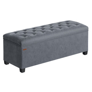 Tabouret de rangement pouf repose-pieds 40 x 110 x 40 cm bout de lit cubique avec rangement charge jusqu'à 300 kg pour salon chambre entrée gris 12_0007722