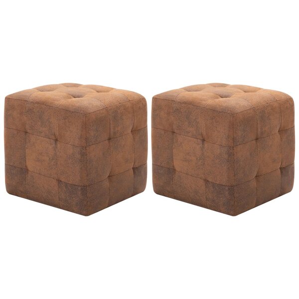 vidaXL 2 Pièces Poufs Marron 30 x 30 x 30 cm Similicuir daim