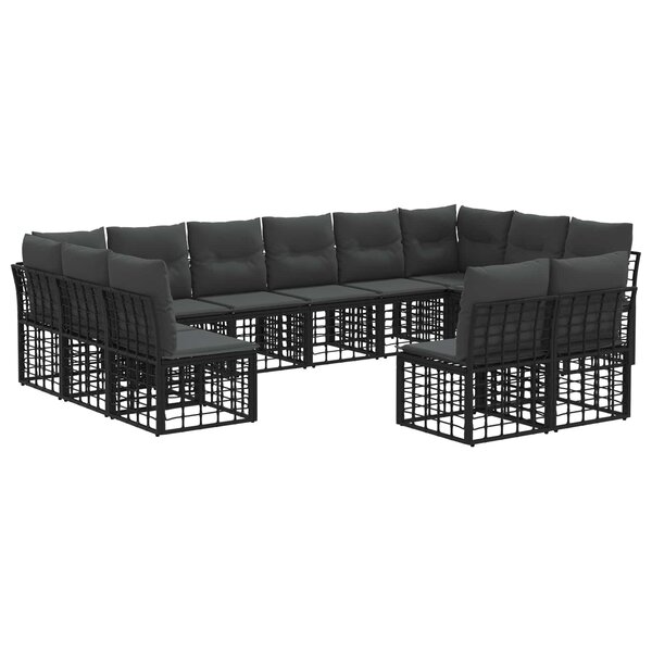 vidaXL Ensemble de canapés d'extérieur Noir et Gris foncé Polyester