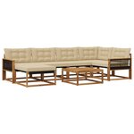 vidaXL Ensemble de canapés d'extérieur 7 Pièces Naturel et Beige