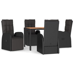 vidaXL Ensemble à manger de jardin coussins 5Pièces Noir Résine tressée