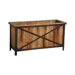 Jardinière en pin et métal noir