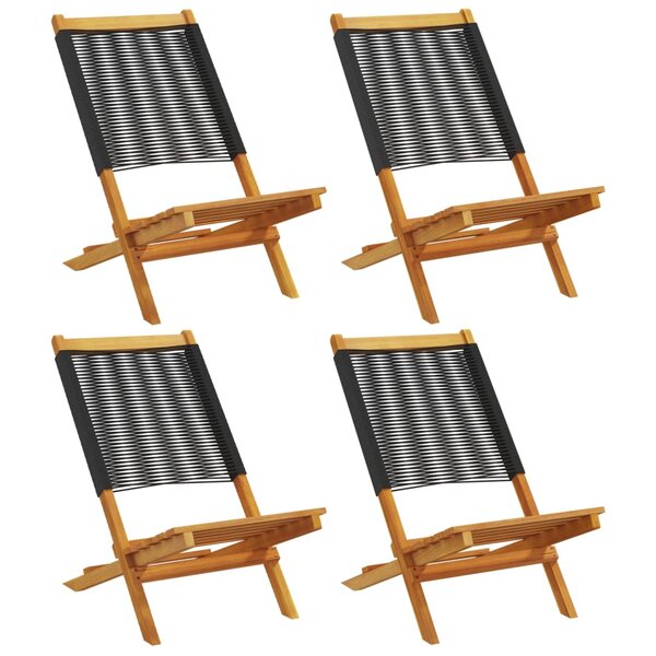 vidaXL Chaises de jardin pliantes lot de 4 noir bois d'acacia massif
