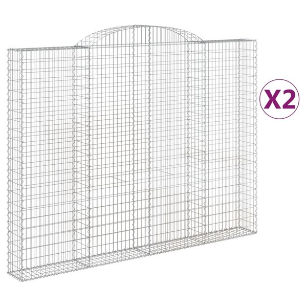 vidaXL Paniers à gabions arqués 2 Pièces 300x30x220/240 cm fer galvanisé